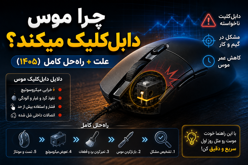 چرا موس دابلکلیک میکند؟ علت + راهحل کامل (۱۴۰5)